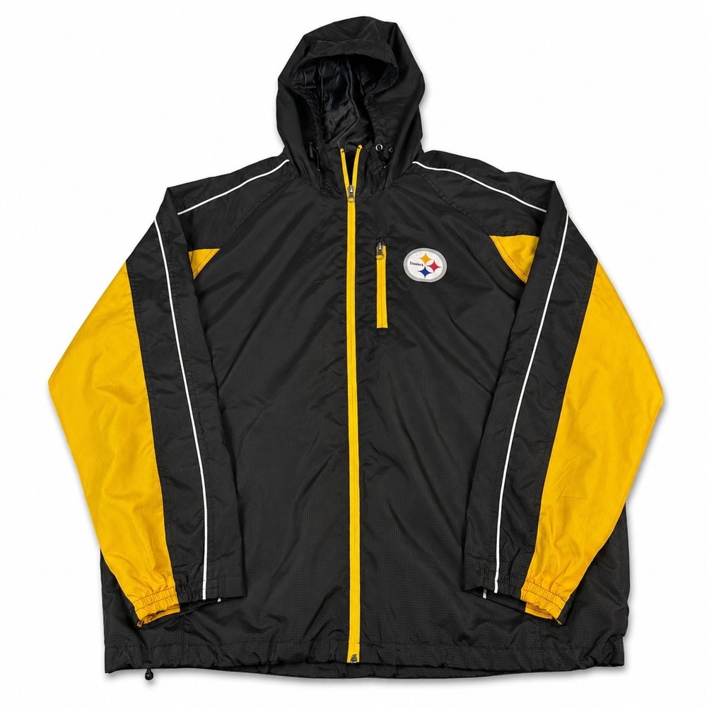 G-III Pittsburgh Steelers Windbreaker Jacket Mens Large NFL Team Apparel Hooded